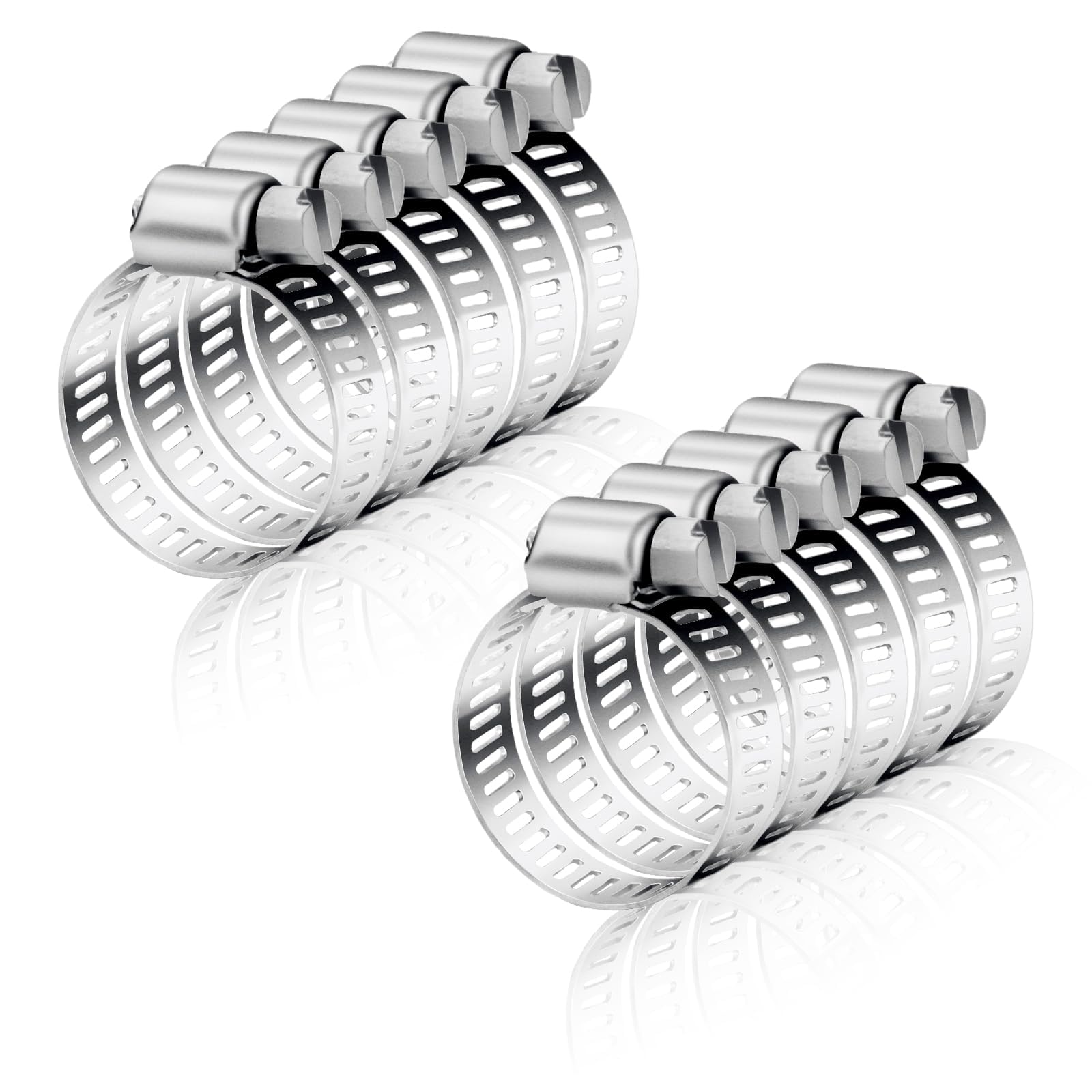 8PCS Hose Clips Stainless Steel 16-25mm Jubilee Clips Assorted Hose Clamps Adjustable Hose Pipe Clips Worm Drive Small for Flexible Exhaust Hose Pipe Washing Machine Garden Connections