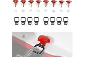 Jecar 8 Hardtop Quick Removal Bolts Thumb Screws & 8 D Ring Tie Down Anchors Compatible with Jeep Wrangler 2007-2023 JK JL Sports Sahara Rubicon X Unlimited 2 4 Door Accessories, Red