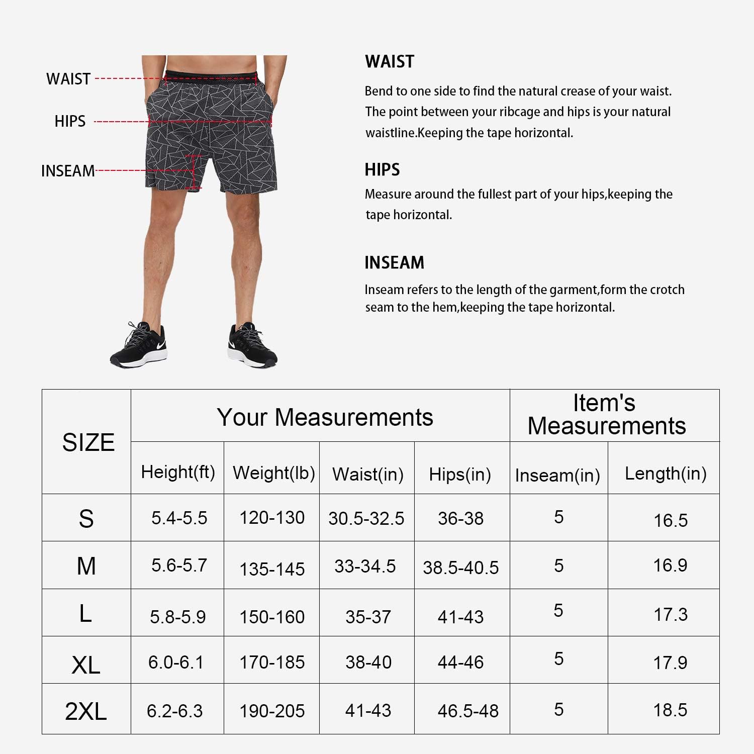 Libin Men's 5 Inch Inseam Running Shorts Quick Dry Fit Workout Gym Athletic Shorts with Brief Liner,Zip Pocket: Clothing