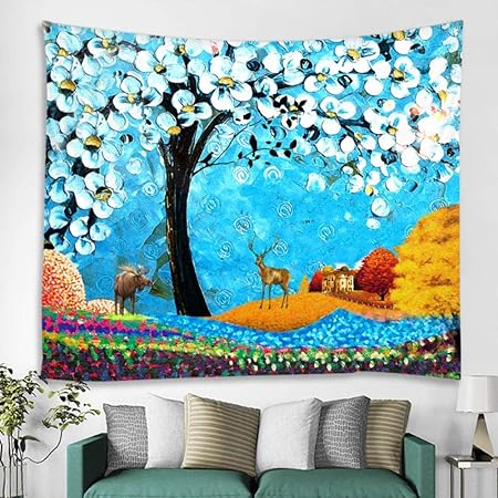 Hauptdekoration Polyester Wandteppich Hübscher Ölgemälde Baum