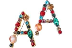 GAFARIO Initial Letter Brooch Bling Pin Jewelry Xmas Present Crystal Pearl Brooches Christmas Gift