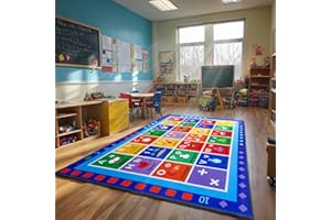 AlaTyche ABC Classroom Rug, Large Classroom Rugs Elementary, Preschool&Daycare Rugs for Classroom,Learning Alphabet Educational Rugs for Kids Playroom, Nursery(13'x7'7'', Blue)