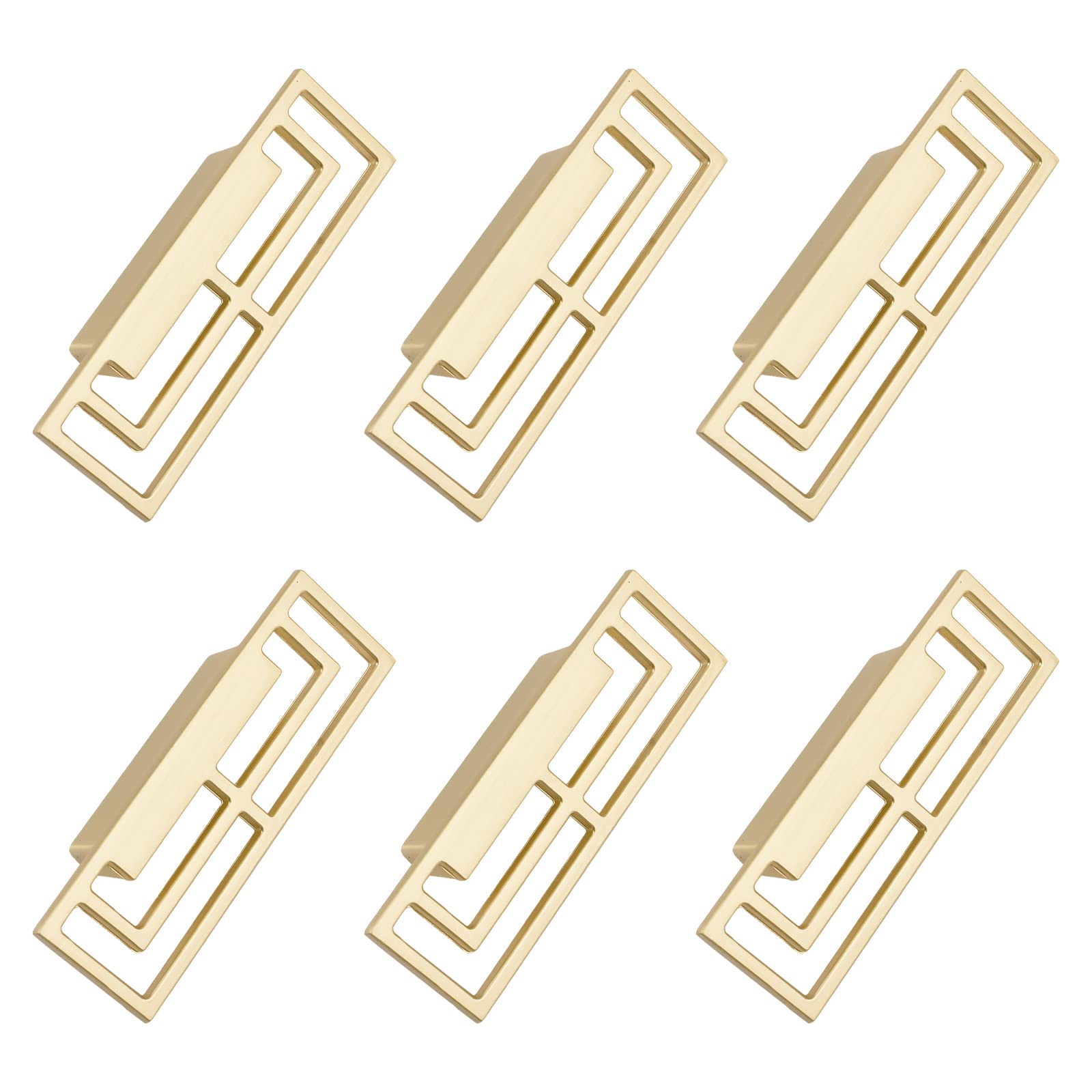 MOROBOR Chinese Cabinet Hardware Handles, 6pcs of Gold Brushed Drawer Handles, Stylish Golden Copper Handles Modern Chinese Auspicious Patterns Double-Hole 32mm Handle