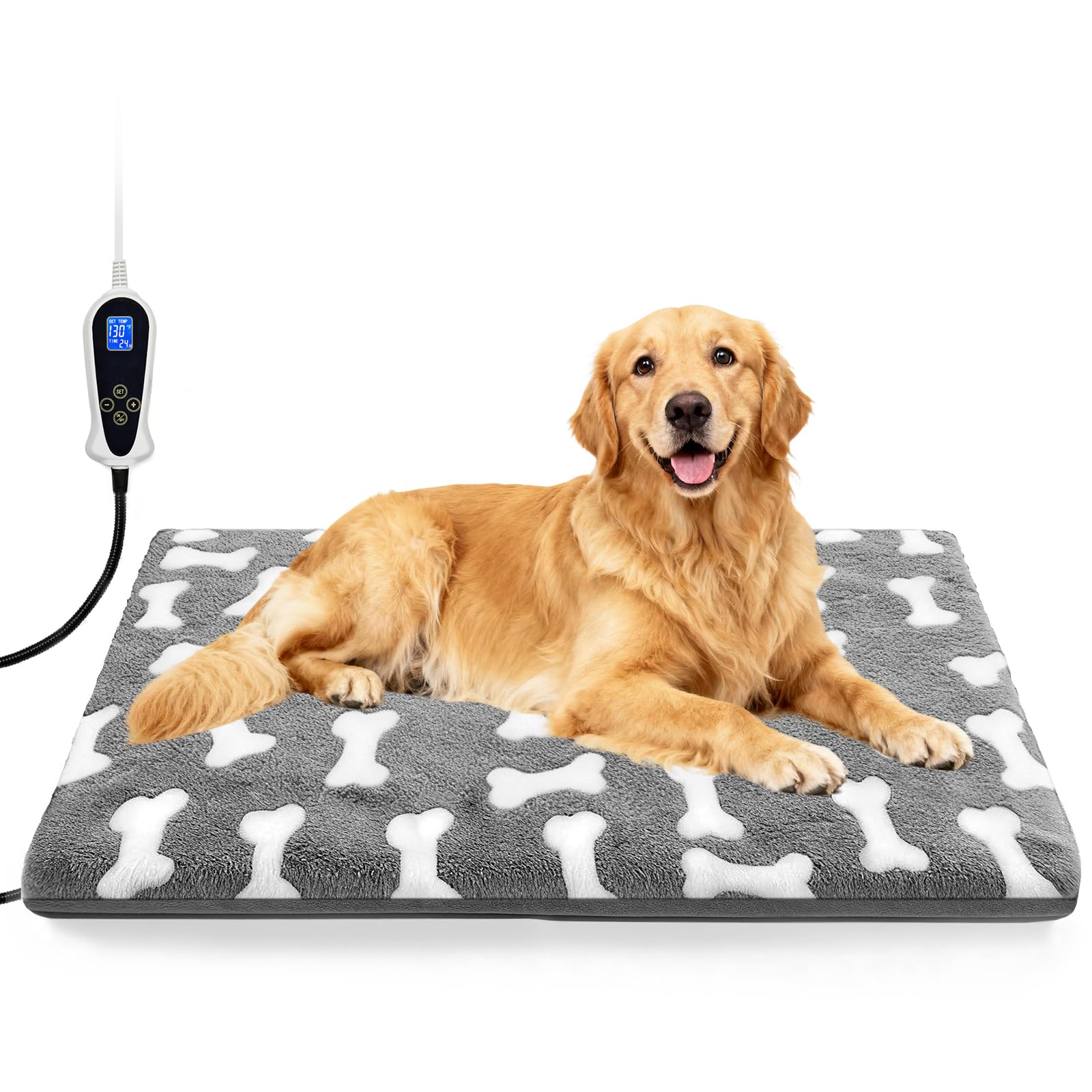 Photo 1 of Bestio Extra Large Dog Heating Pad 47×30in Waterproof Heating Dog Bed Smart Constant Temperature Switch and Always On Function, Metal Protection Tube Puppy Bed - Gray