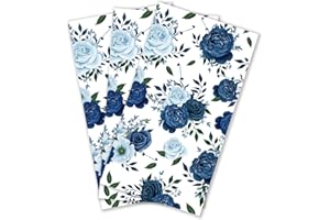 Zelten 2-Ply 20 Count Colored Paper Hostess Napkins Shabby Chic for Wedding Dinner Tea Party Decoupage (Blue Rose, 1)