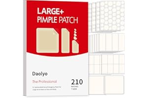 Daolyo Large Pimple Patches for Face, 7 Sizes 210 Counts XL Acne Patches, Big Hydrocolloid Bandages for Body, Chin, Forehead, Chest, Back Zit Breakouts (Strip, Square, Round)