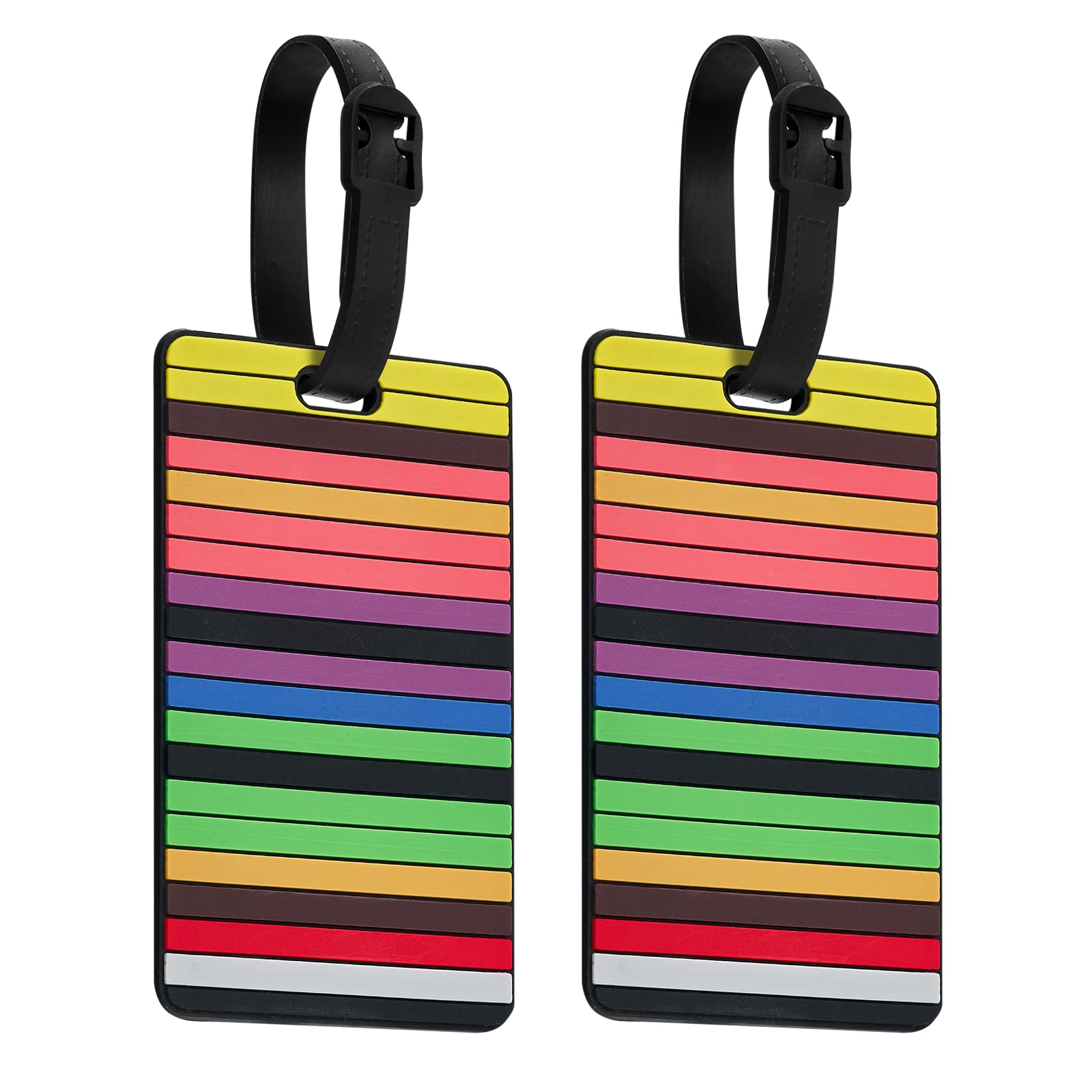 ZOUIQSS Luggage Tags Pack of Two,Baggage Tags Suitcase ID Labels Business Card Holder/Travel ID Bag Tag(Colored Stripes)