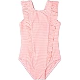 LIZENS Girls Swimsuit Kids Scalloped One Piece Ruffle Swimsuit Girls Swimwear Print