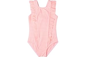 LIZENS Girls Swimsuit Kids Scalloped One Piece Ruffle Swimsuit Girls Swimwear Print
