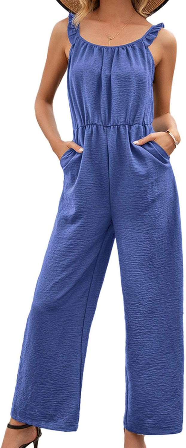 Canghai DamenJumpsuits ärmelloser PolyesterSpielanzug, Sommer, lässig