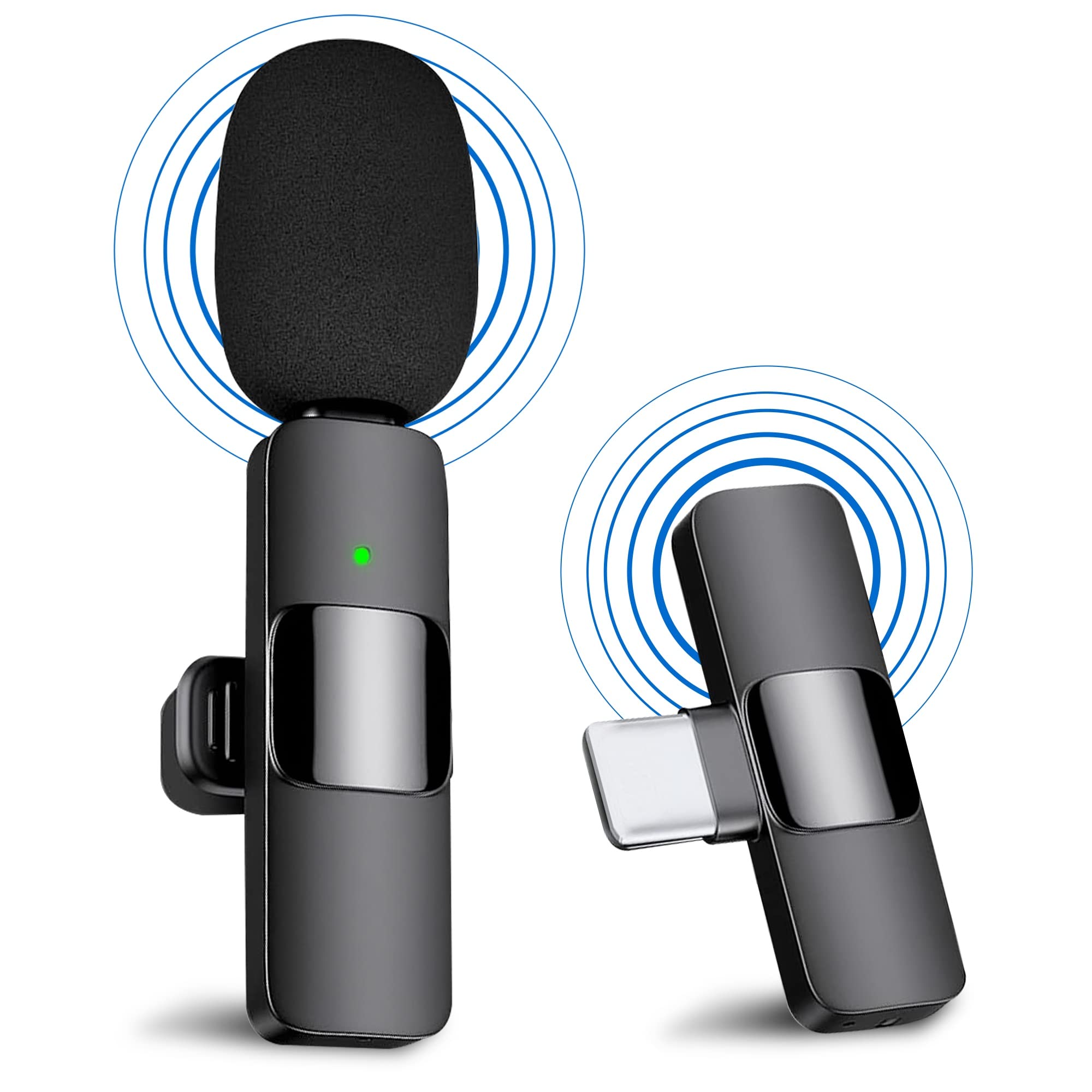 Professional Wireless Lavalier Microphone for Android Phones Tablets Laptops with USB C Port, Wireless Clip-on Mic, Plug-Play Wireless Microphone - Video Recording YouTube TikTok Live Streaming