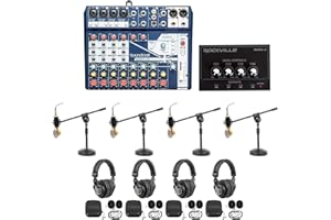 Soundcraft 4-Person Podcast Podcasting Recording Kit Mics+Headphones+Boom Stands