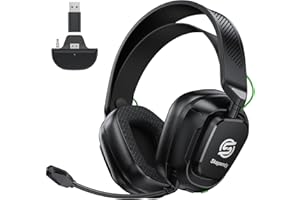 SKAPENDY 2.4GHz Wireless Gaming Headset for Xbox Series X|S, Xbox One, Xbox 360, PS5/4, PC, Low-Latency Bluetooth Gaming Headphones with Stereo Sound, Rotatable Earmuffs & Noise Canceling Microphone, 50+Hr Battery