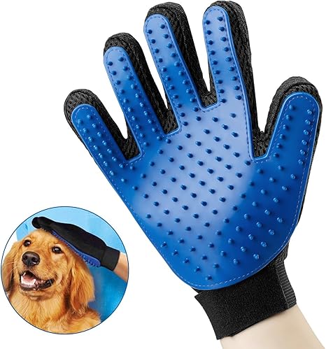 Omorc Gant De Toilettage Massage Brosse De Nettoyage Bain Animaux Peigne Epilateur Multifonctionnel Pour Chien Chat Bleu Amazon Fr Animalerie