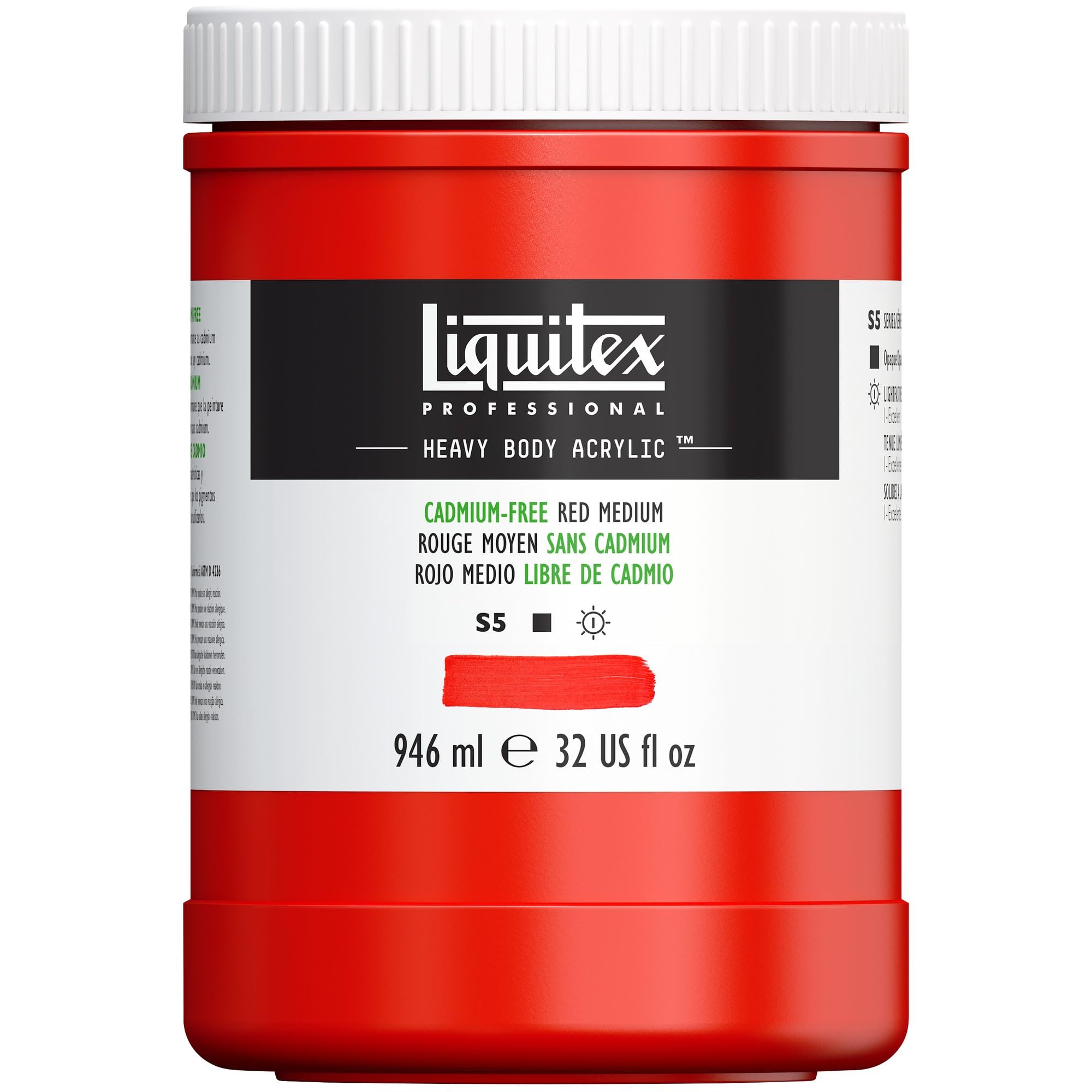 Liquitex Heavy Body Acrylic Paint, Cadmium Red Medium, 946ml Topf - Acrylfarbe