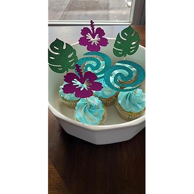 Buy 30pcs Moana Inspired Cupcake Toppers Birthday Party Decoration Boat Sail Swirls Hooks Hawaiian Flower Leaves For Tropical Luau Summer Party Baby Shower Online In Vietnam B07h1ss1z4