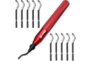 DERERSTE Deburring Tool with 1 Extended Deburrer and 11 High-Speed Steel Blades 360-Degree Rotatable for Metal, Plastic,Resin, Copper,3D Print and PVC Tube Pipe Deburr