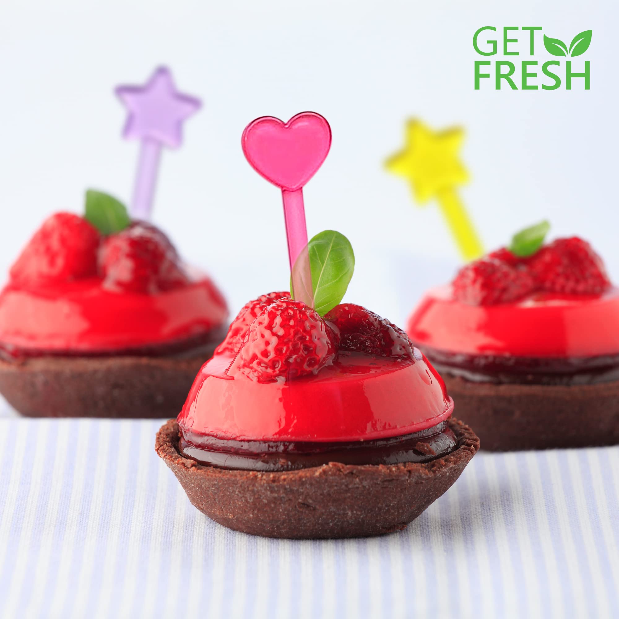 GET FRESH 30 Forks for Kids - Fruit Picks, Bento Box Picks, Reusable Mini Toothpick Sticks, Heart Dessert Forks for Children Party and Lunch Box