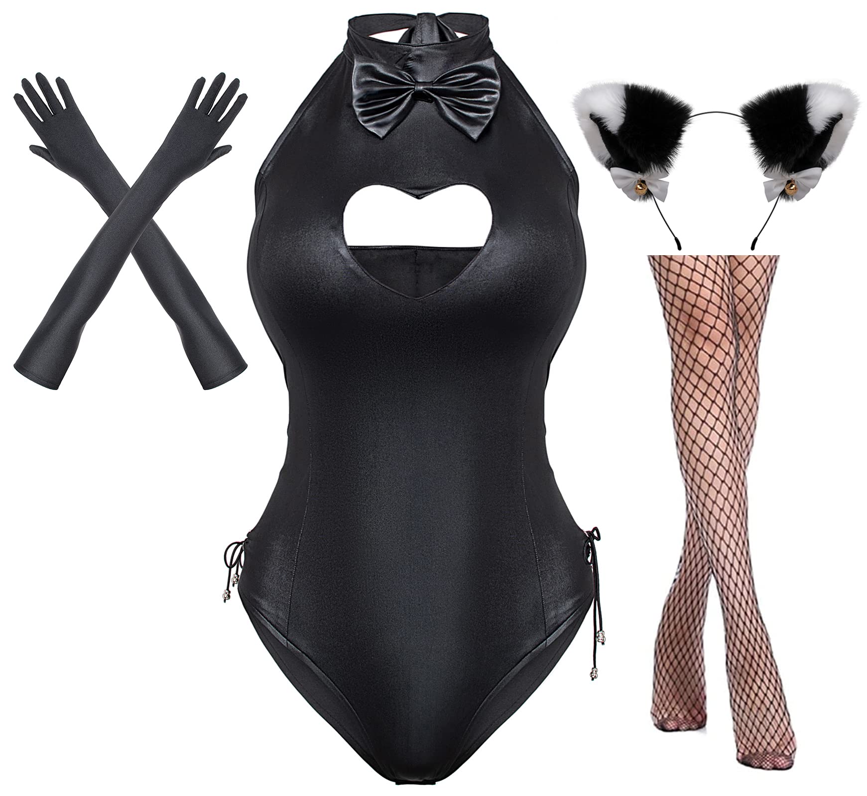 Serendipity Comic Black Cat Jacket & Bodysuit Rompers Two Piece Set
