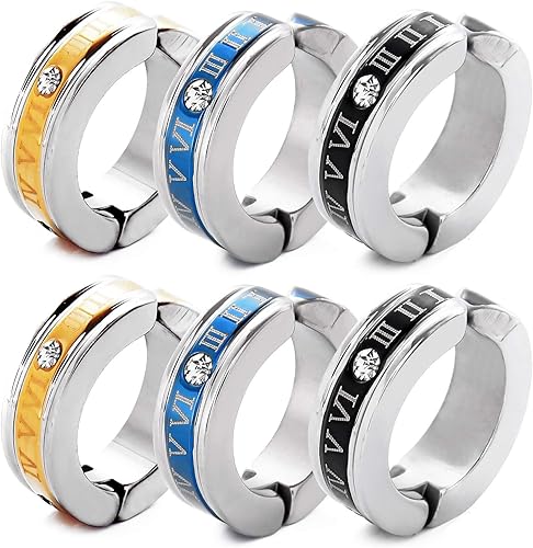 Amazon Seiya International フェイクピアス メンズ イヤリング イヤーカフ イヤカフ ピアス風 アクセサリー ノンホールピアス レディース ローマ数字 ステンレス シンプル フープ 3色セット 両耳6個セット カフス 通販