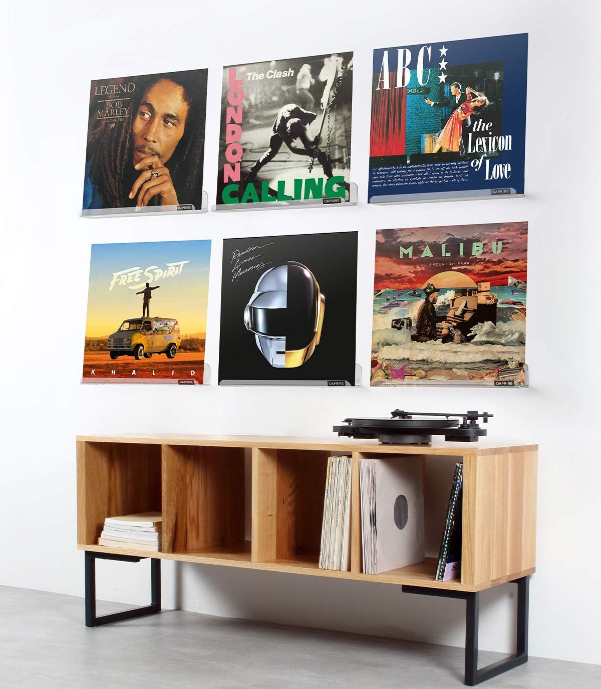 OAPRIRE Vinyl Record Holder Shelf Set of 6 - Display for Your Favorite LP Records - Best Clear Acrylic Record Shelf Wall Mount - Create Stylish&Custom Spaces : Office Products