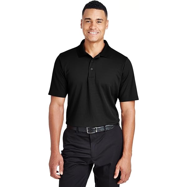 Devon & Jones CrownLux Performance™ Men's Plaited Polo M BLACK at