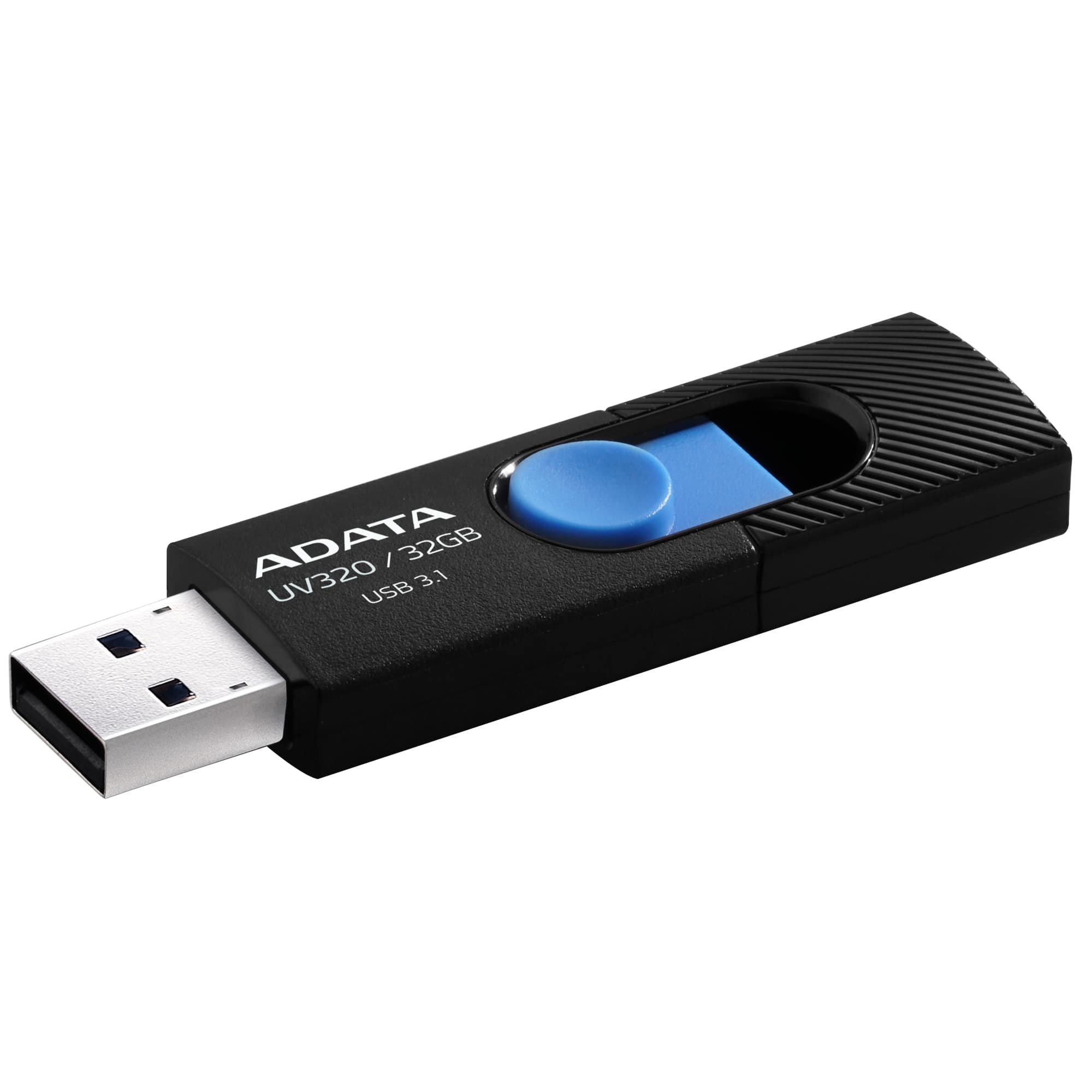 ADATA UV320 USB Flash Drive 32 GB USB Type-A 3.1 (3.1 Gen 1) Black Blue - USB Flash Drives (32 GB, USB Type-A, 3.1 (3.1 Gen 1), Dia, 7.9 g, Black, Blue)