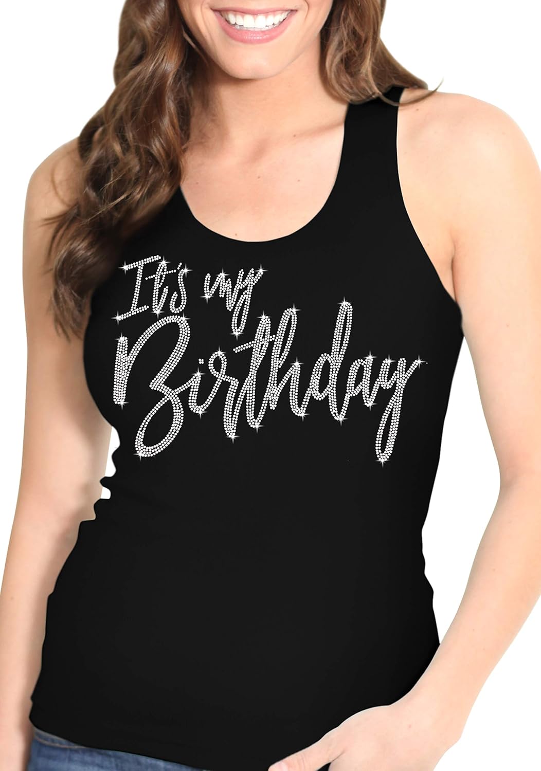 Birthday Shirts for Women - Rhinestone Its My Birthday Tank Top - Birthday Party Squad Shirts: Clothing