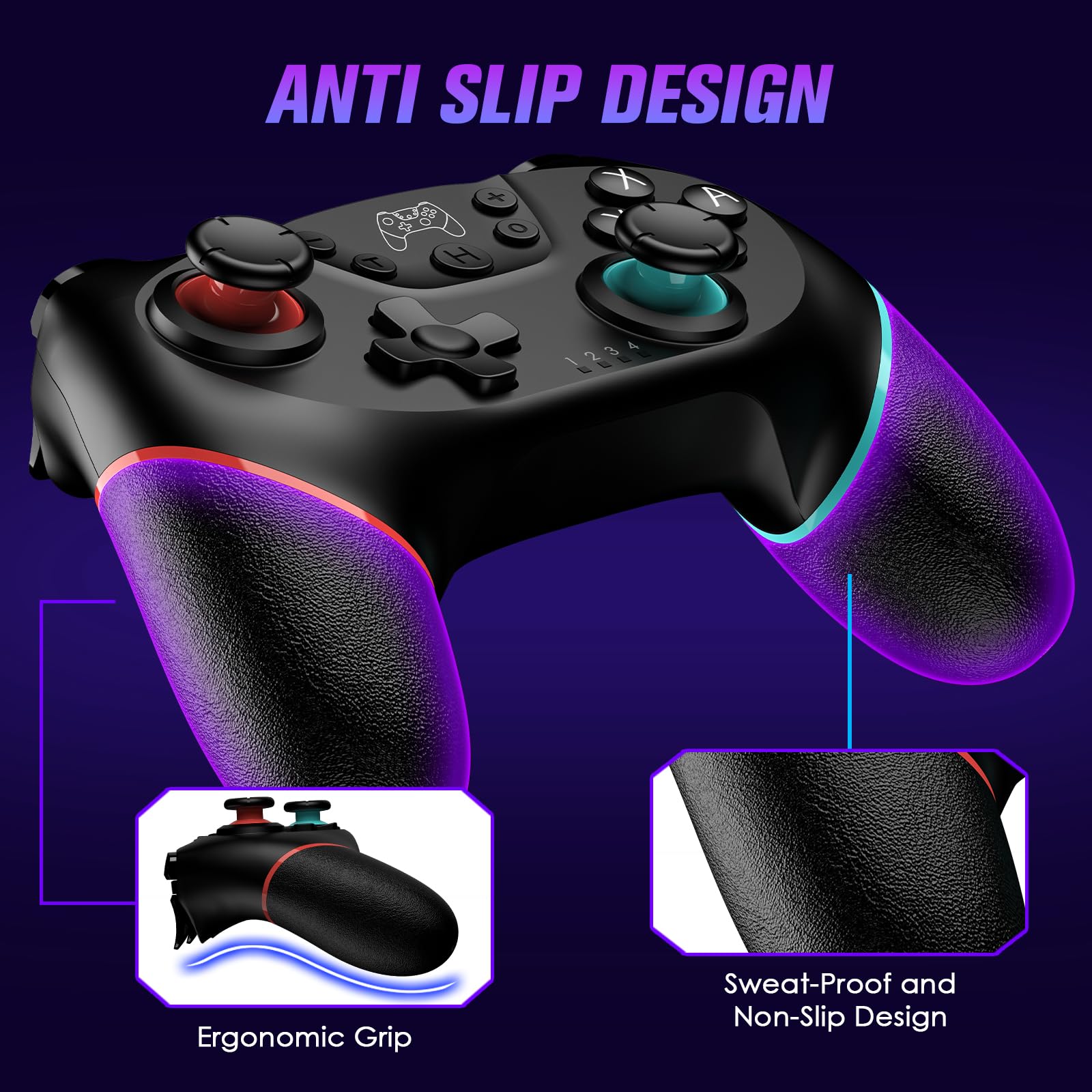 VidPPluing 2 Pack Switch Controllers, Wireless Switch Pro Controller for Switch/Lite/OLED, Game Controller with Motion Sensor/Vibration/Turbo/Charging Cable