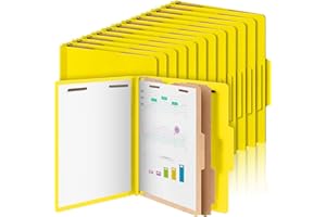 Skyygemm 36 Pcs Classification Folders Letter Size, 2 Divider Pressboard File Folders with 3. 5 Inch Expansion, 2 Prongs Fastener, Heavy Duty Office File Organizers for Teachers, Medical (Yellow)