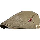 VOBOOM Men Cotton Adjustable Newsboy Beret Ivy Cap Cabbie Flat Hat