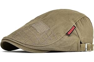 VOBOOM Men Cotton Adjustable Newsboy Beret Ivy Cap Cabbie Flat Hat