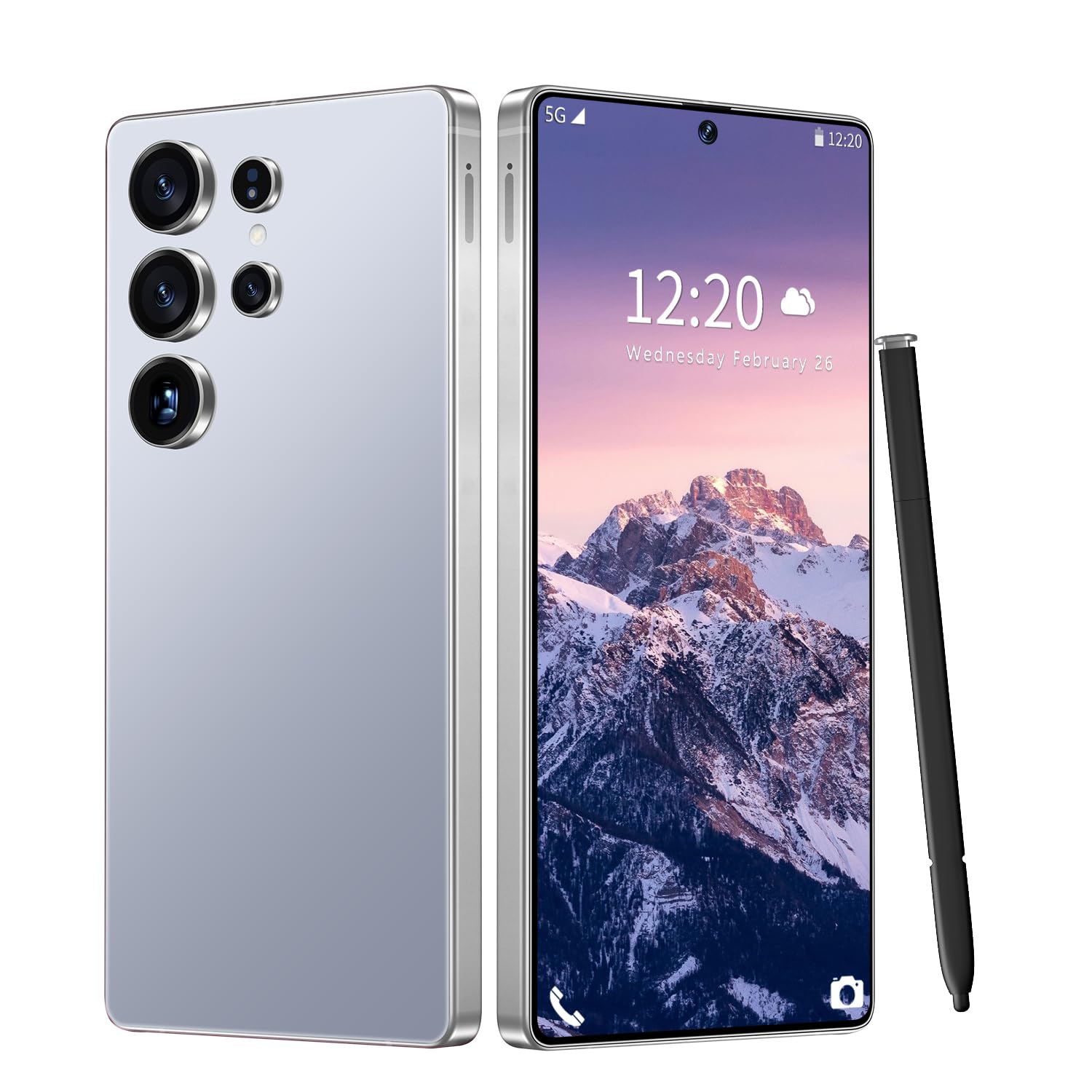 Huness I25 Ultra Unlocked Cell Phone,Built in Pen,16+1TB Unlocked Phone, Android 14 Battery 7000mAh 6.99" HD Screen Smartphone, 5G/Face ID/Fingerprint Lock/Dual SIM/GPS (Silver Blue, 16+1TB)