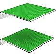 GALVANOX Display Shelves for Building Bricks (2 Pack Set) Compatible with All Toy Block Brands - Floating Wall Mounted Shelf with 10 Inch Removable Baseplate (Clear Acrylic)