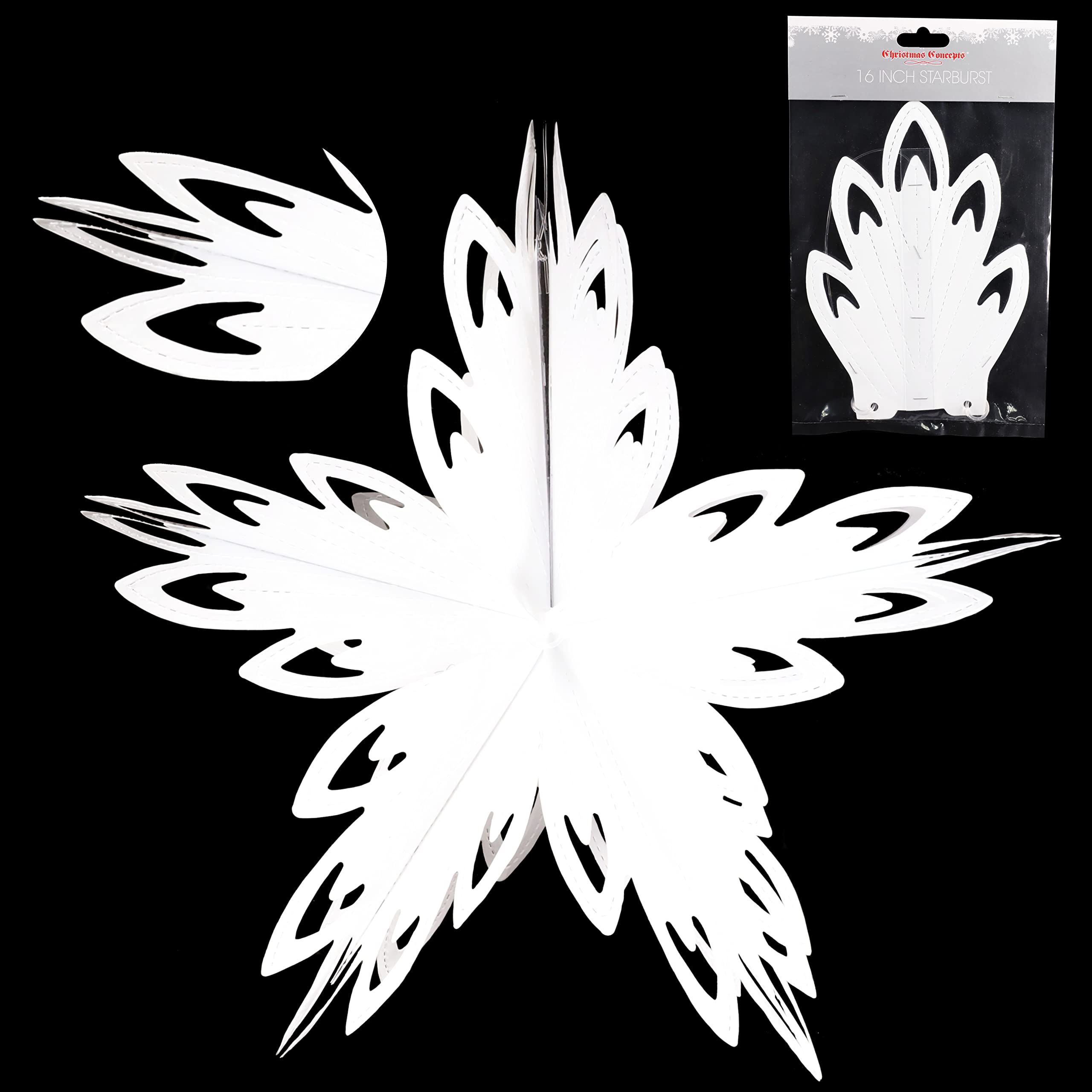 Christmas Concepts® 16” (1.3ft) Large Foil 3D Star Hanging Decoration – Christmas Trimming (White)