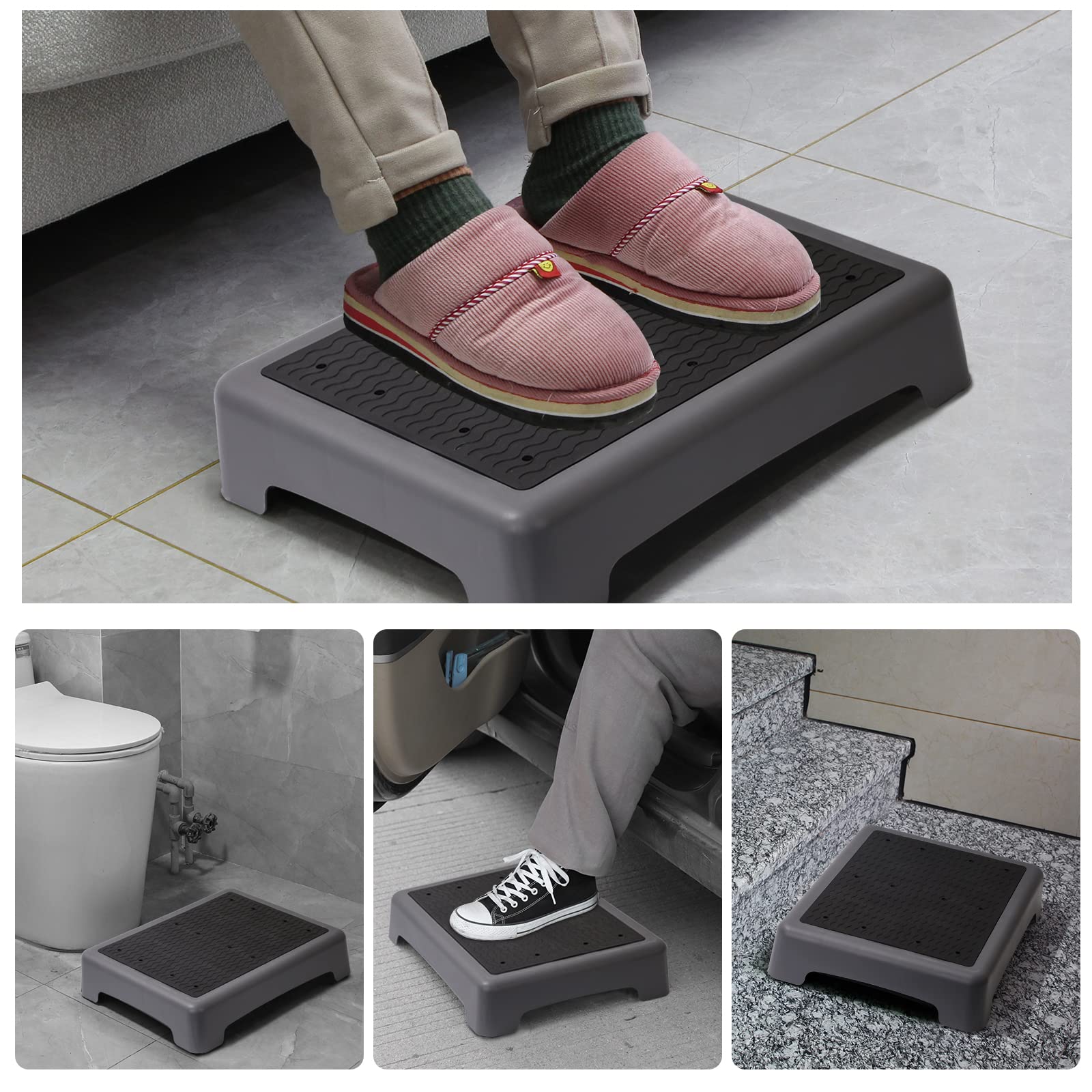 fotree One Step Stool, Non-Slip Mobility Step Platform for Senior ＆ Adults, Safety Step Platform for Stair, Car, Bed, Chair, Shower, Bathtub, Outdoor, 3.5 Inch High Rise Stairs 440 Lbs Capacity
