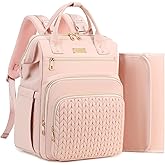 AIJIEKE Diaper Bag, Large Wide-Open Baby Diaper Backpack, Multi-functional Baby Travel Tote Bag, Diaper Bag with Changing Pad, Diaper Bags for Mom & Maternity (Pink)