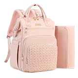 AIJIEKE Diaper Bag, Large Wide-Open Baby Diaper Backpack, Multi-functional Baby Travel Tote Bag, Diaper Bag with Changing Pad, Diaper Bags for Mom & Maternity (Pink)