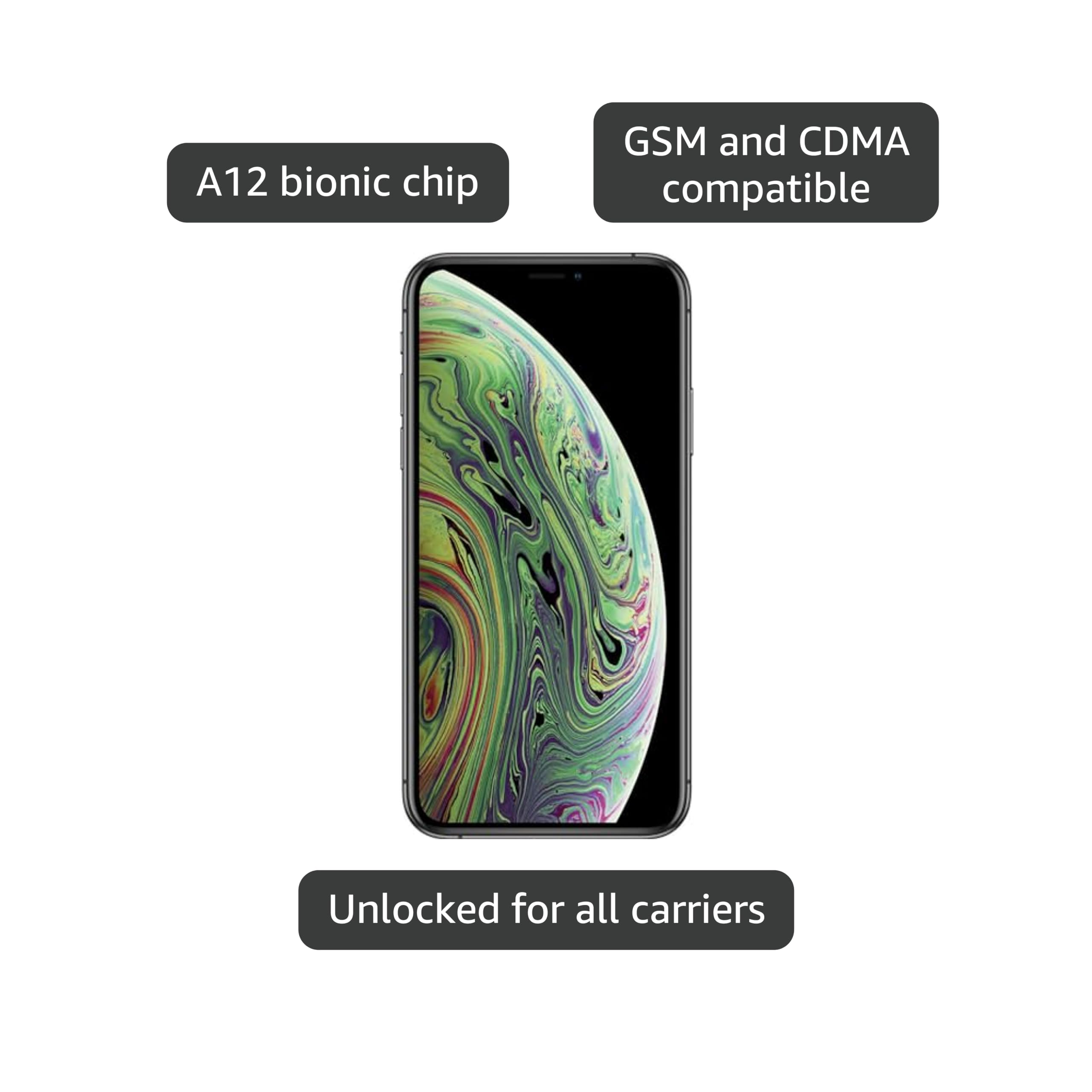 Apple iPhone XS, US Version, 256GB, Space Gray - Unlocked (Renewed)