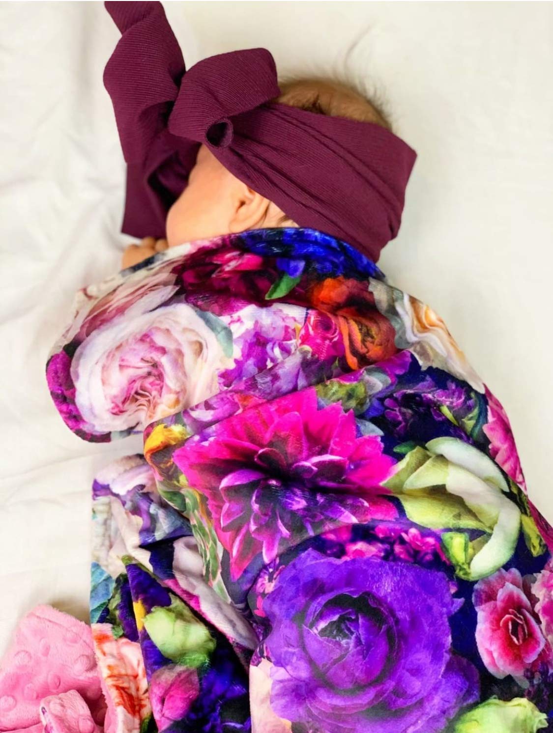 pink floral baby blanket