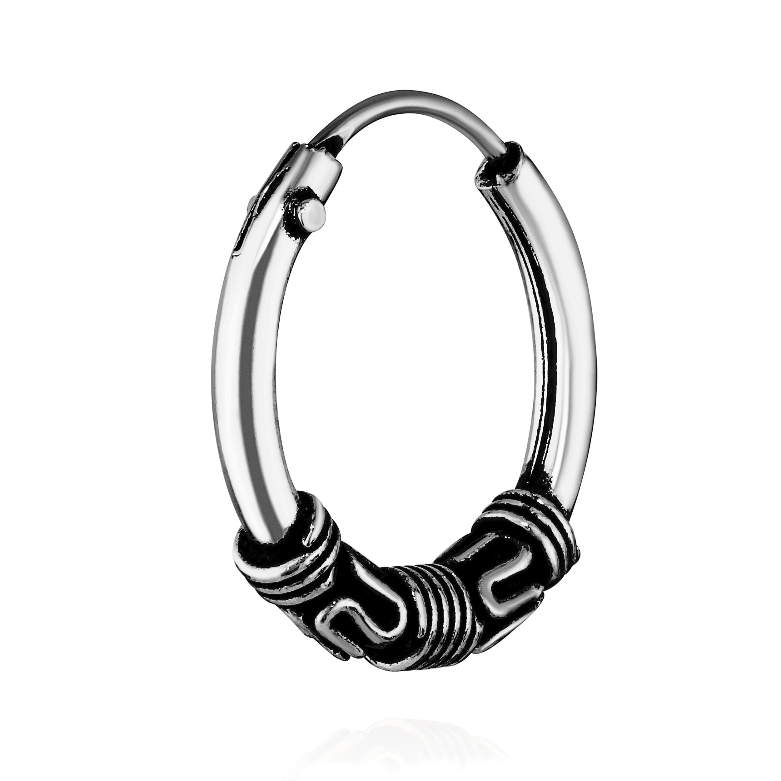 Nklaus 2x single 925 STERLING SILVER Celtic Gothic hoop earrings 12mm 40365