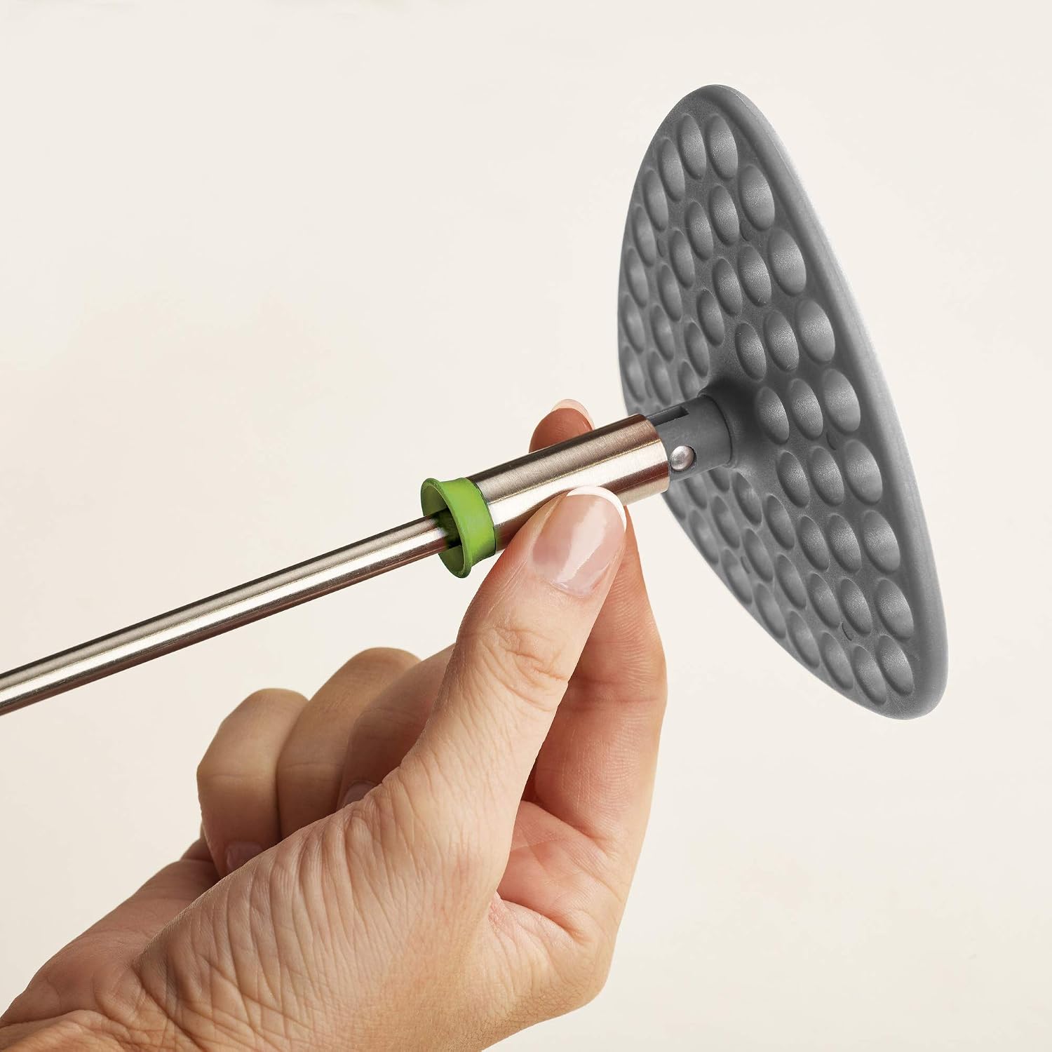 Joseph Joseph Delta Folding Nylon Head, Space Saving Potato Masher, Grey/Green, 4 - Image 4