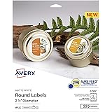 Avery Printable Blank Round Labels, 2.5" Diameter, Matte White, 225 Customizable Labels (22562)