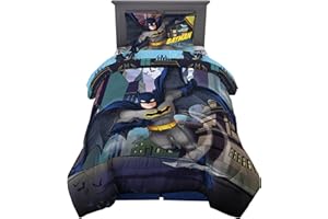 Franco Kids Bedding Super Soft Comforter and Sheet Set, 4 Piece Twin Size, Batman