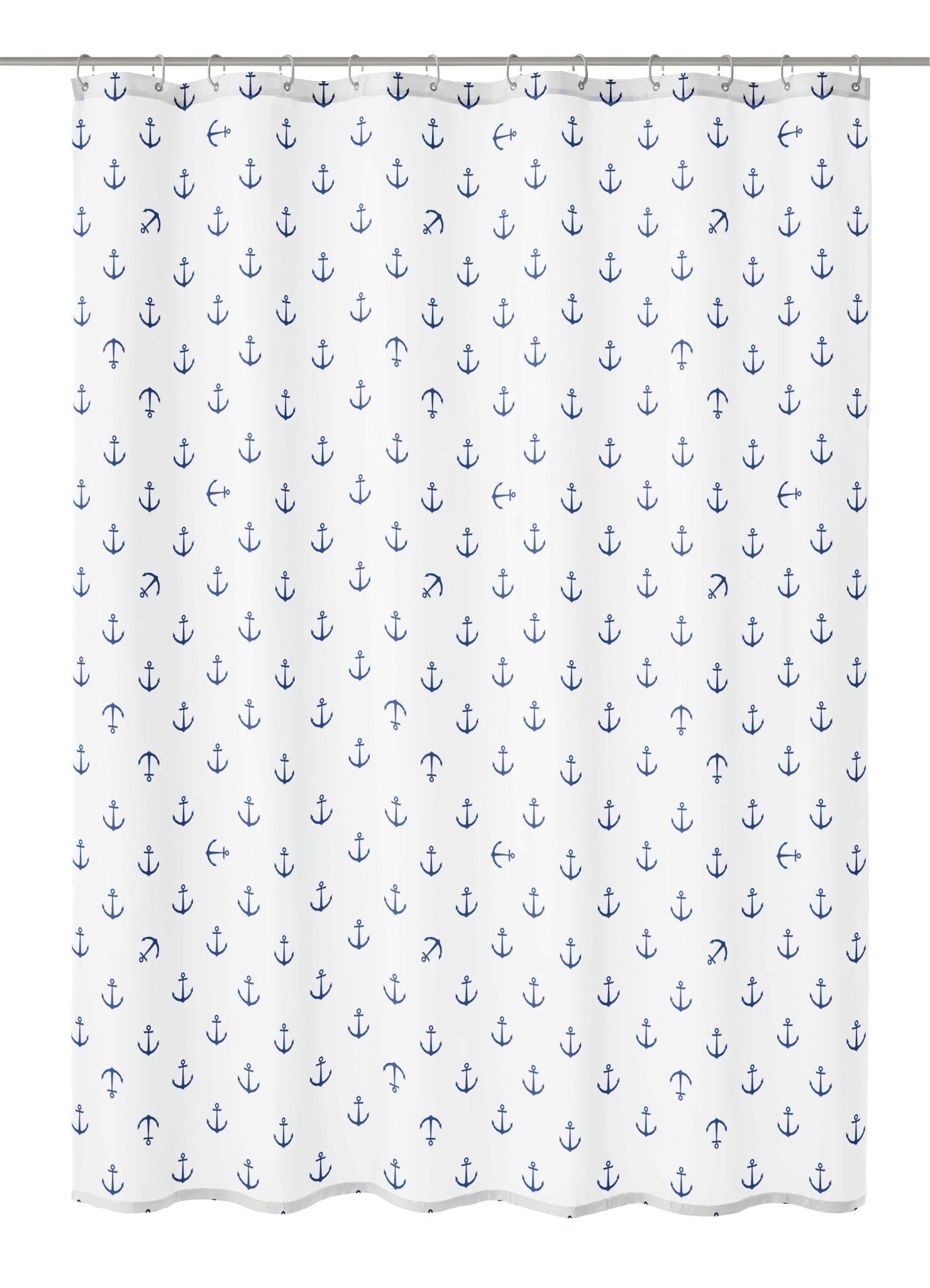 Kleine Wolke "Anchor Shower Curtain, Polyester, Dark Blue, 200 x 180 x 0.02 cm