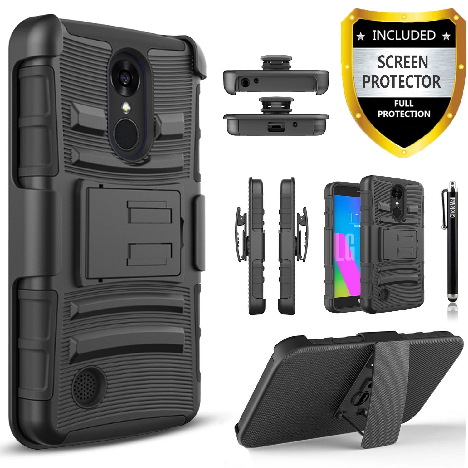 Best Lg Stylus 4 Holster Case Black