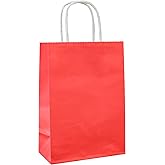 ADIDO EVA 25 PCS Small Gift Bags Red Kraft Paper Bags with Handles for Party Favor (8.2 x 6 x 3.1 In)