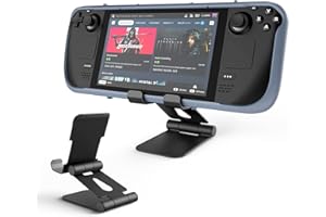 MEPATEM Adjustable Holder Stand Base for Steam Deck, Aluminum Alloy Foldable Anti-Slip Desk Playstand Dock Cradle, Thick Case Friendly, Multi-Angle Viewing For Switch, Steam Deck, iPad, other Mobile Phones