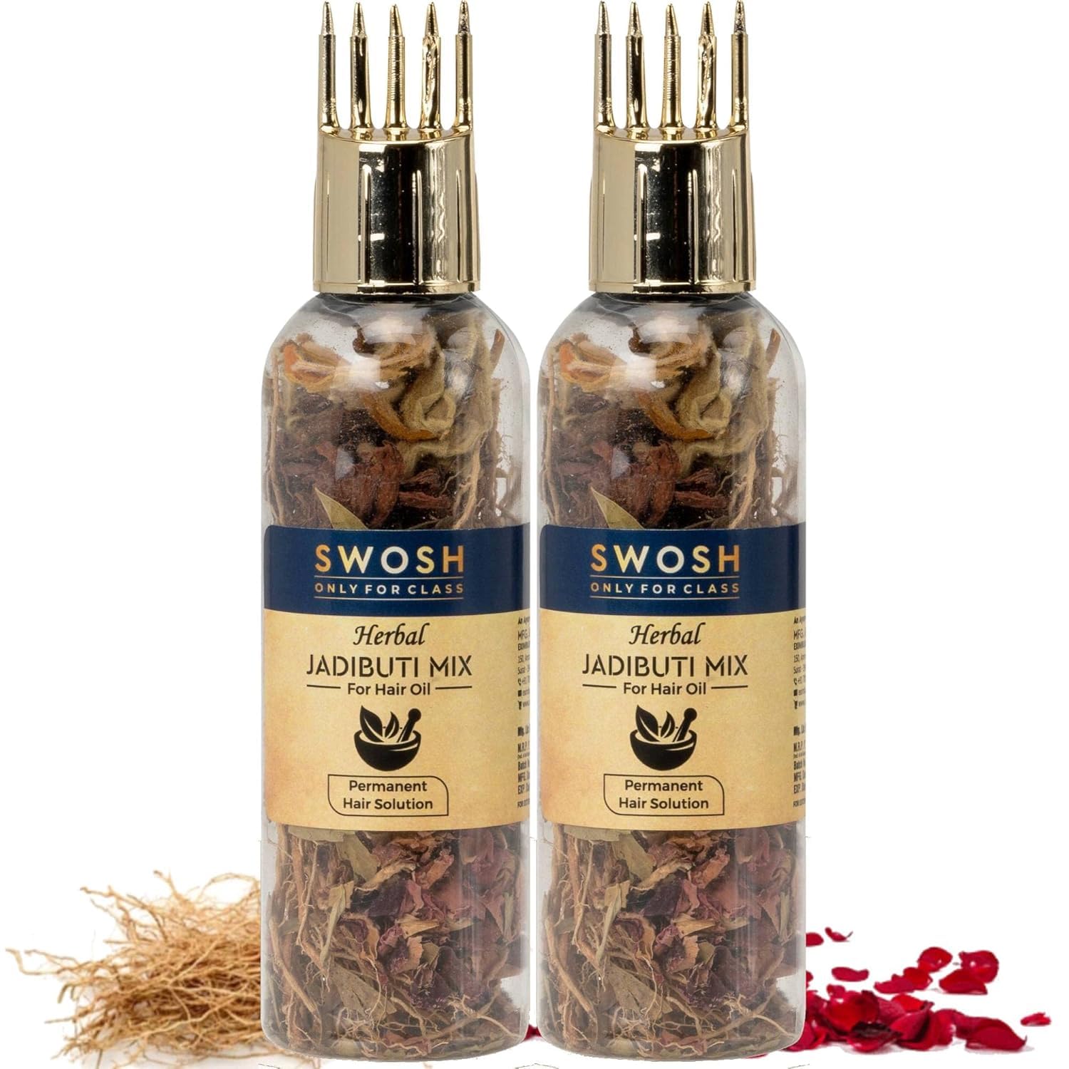 SWOSH Ayurvedic Herbal Hair Oil Mix 2 Combo Bottle with Herbal Mix for Healthy Hair Growth Packed with Goodeness of Ayurvedic Natural Dried Herbs For Oil Infusion |Made In India