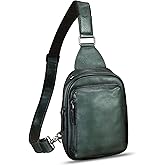 LRTO Genuine Leather Small Sling Bag for Women and Men Crossbody Bag Chest Bag Sling Backpack Purses for Hiking Sports Travel